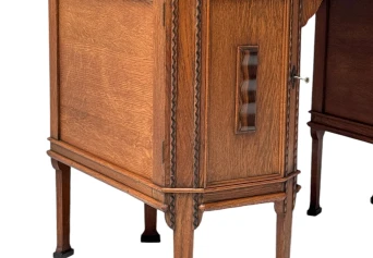 Art Deco Amsterdamse School Oak Pedestal Desk, 1920s